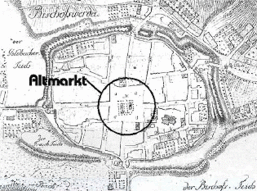 Altmarkt Bischofswerda - Kupferstich von 1695